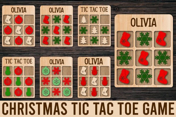 Christmas Tic Tac Toe Game Bundle – Festive Graphics for Local Business Branding