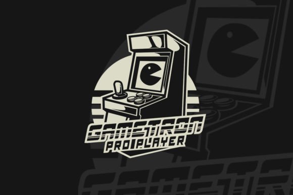 Gametron Pro Player Vintage Game Logo: Retro Graphics for Branding & Illustrations
