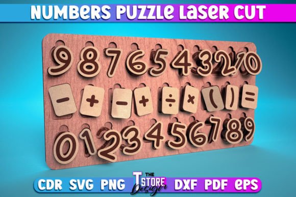 Numbers Puzzle Laser Cut SVG Puzzle Game for Crafts & Graphics