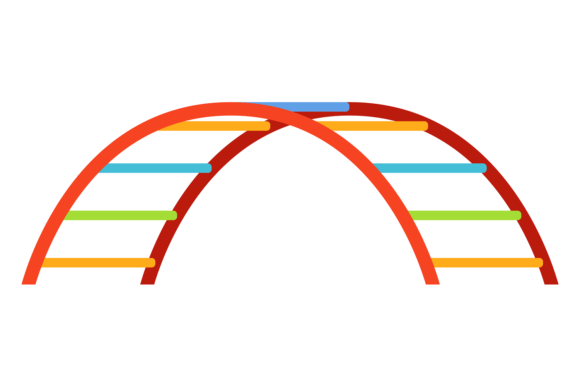 Playground Rainbow Bridge. Climbing Game Graphics for Vibrant Branding and Illustration Projects