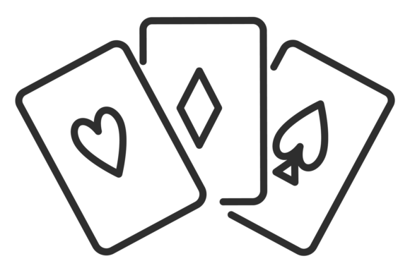 Playing Cards Line Icon – Poker Game Symbol for Crafts & Graphics