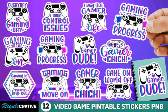 Video Game Stickers PNG Bundle for Crafts & Graphics